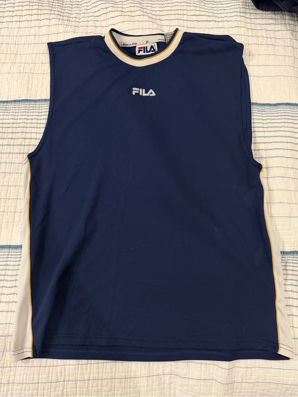 FILA Navy Athletic Tank with Cream and Mustard Trim
